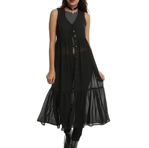 Black Chiffon Duster in XXL